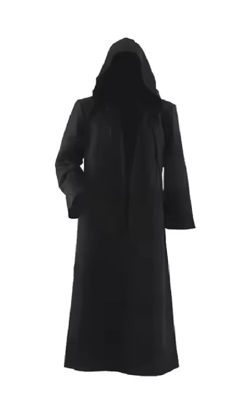 Capa de Halloween, disfraz para adultos, con capucha, bata negra, disfraz, túnica de mago, bata con capucha