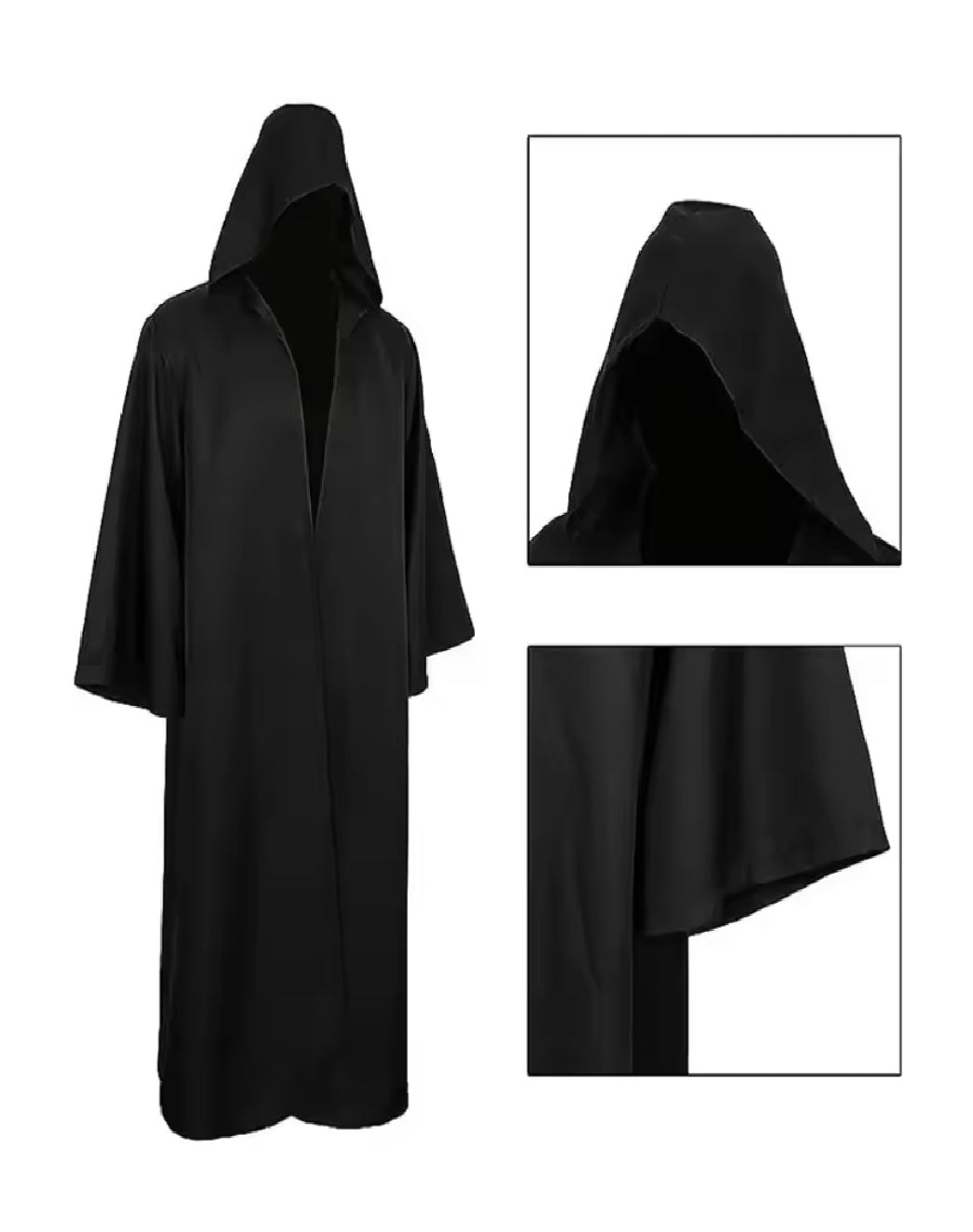 Capa de Halloween, disfraz para adultos, con capucha, bata negra, disfraz, túnica de mago, bata con capucha