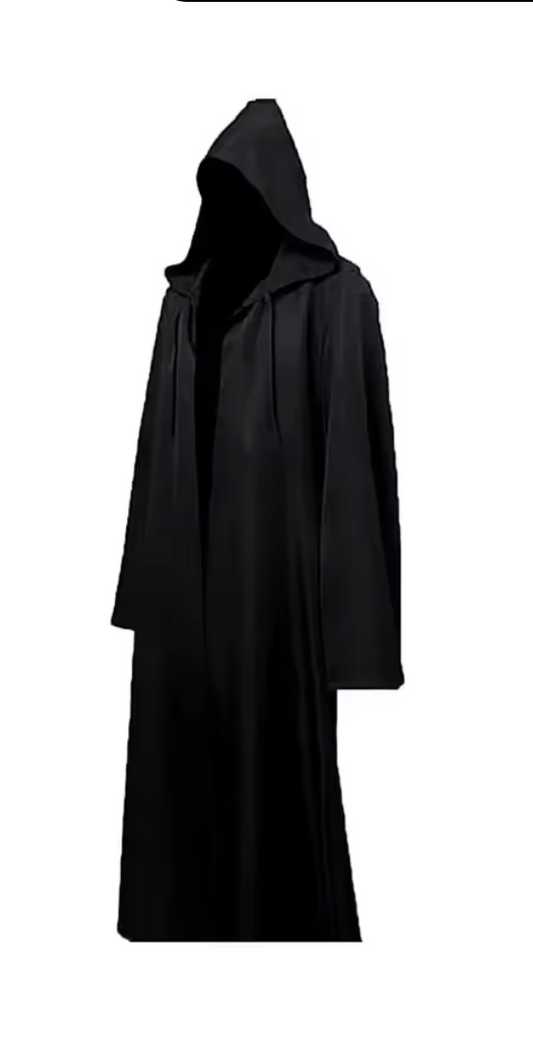Capa de Halloween, disfraz para adultos, con capucha, bata negra, disfraz, túnica de mago, bata con capucha